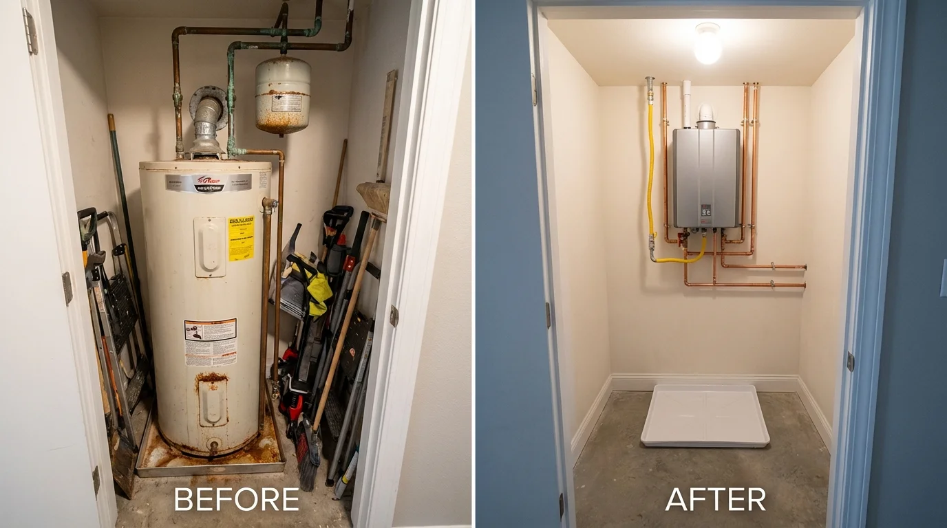 Tank water heater versus wall-mounted tankless unit comparison for Santa Clara, NM homeowners